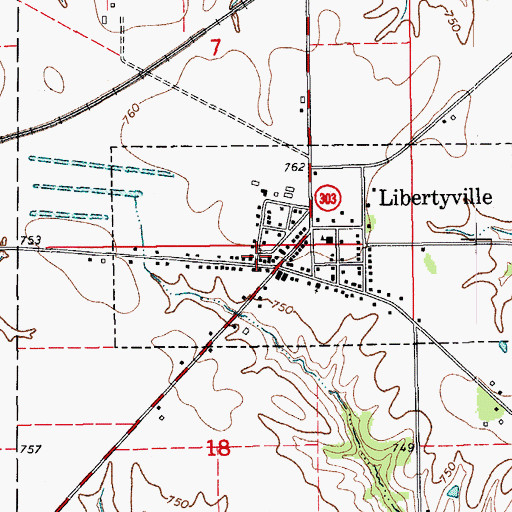 Topographic Map of Libertyville (historical), IA