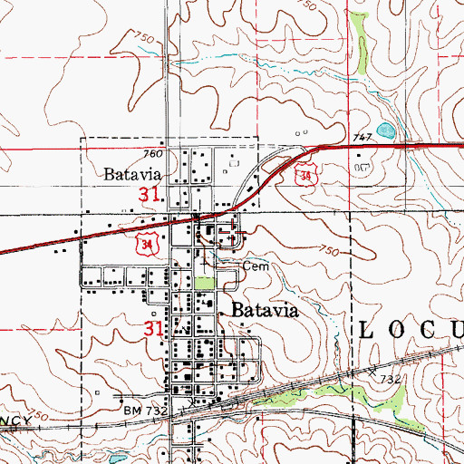 Topographic Map of Calvary Baptist Church, IA