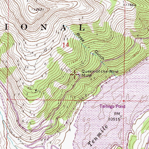 Topographic Map of Queen-of-the-West Mine, CO