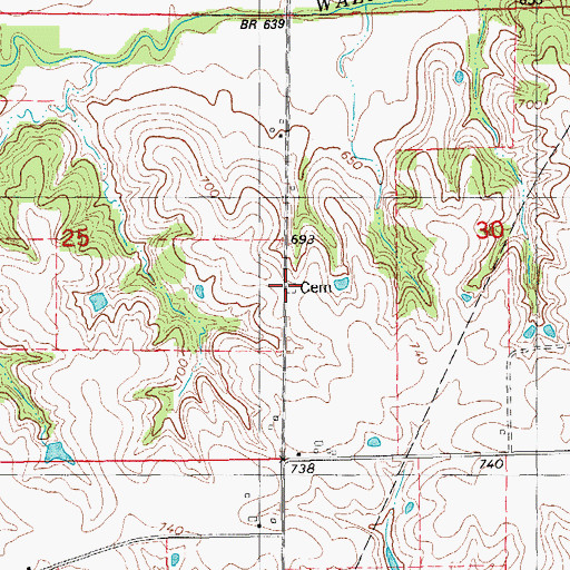 Topographic Map of Courtney Cemetery, IA