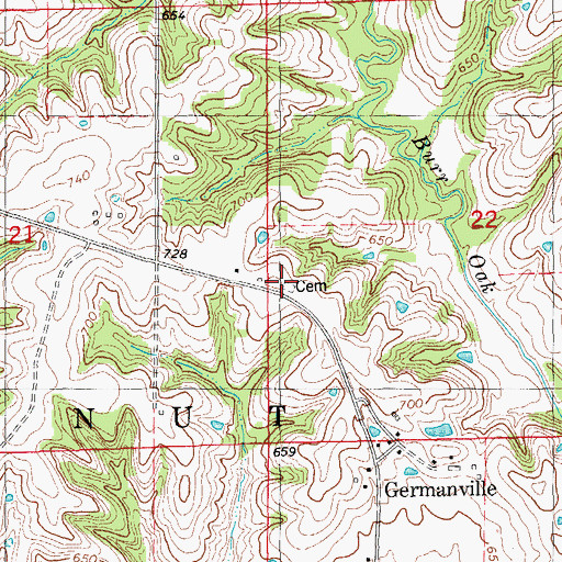Topographic Map of Saint Peters and Pauls German Catholic Cemetery, IA