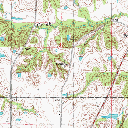 Topographic Map of Wheeler Cemetery, IA