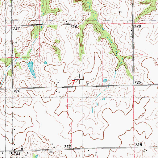 Topographic Map of Chilcott Cemetery, IA