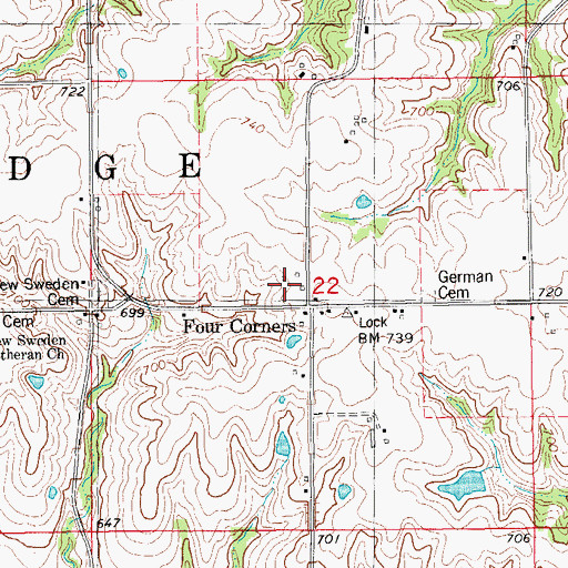 Topographic Map of Saint Johns Lutheran Cemetery, IA