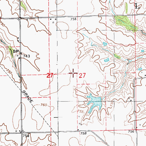 Topographic Map of Steele Cemetery, IA