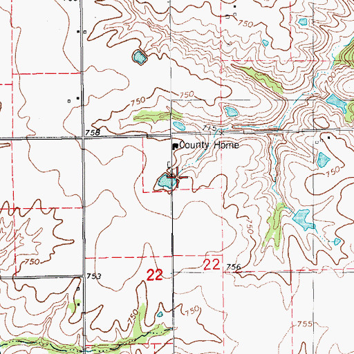 Topographic Map of County Poor Farm Cemetery, IA