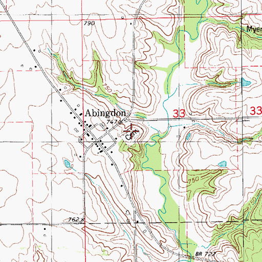 Topographic Map of Abingdon Cemetery, IA