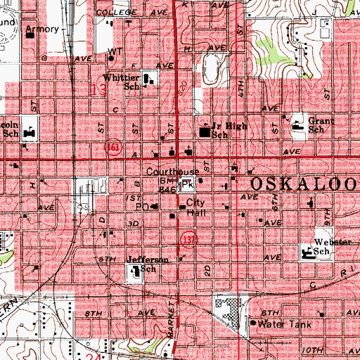 Topographic Map of Chief Mahaska Statue, IA