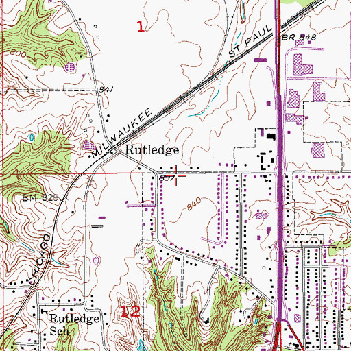 Topographic Map of The Dragroon Trail Historical Marker, IA