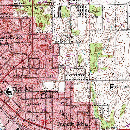 Topographic Map of East End Presbyterian Church, IA