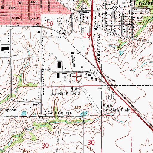 Topographic Map of Roth Landing Field (historical), IA