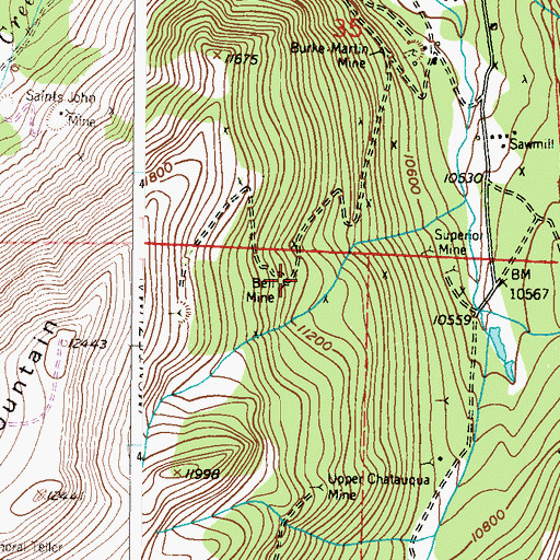 Topographic Map of Bell Mine, CO