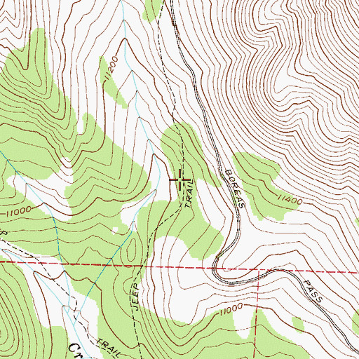 Topographic Map of Old Boreas Wagon Road, CO