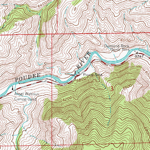 Topographic Map of Mishawaka Rest Area, CO