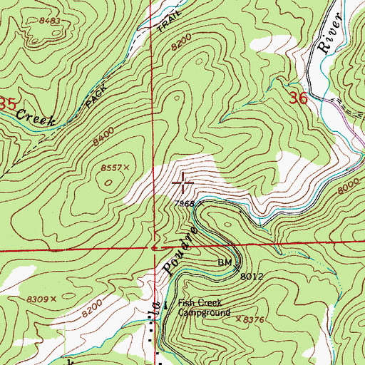 Topographic Map of Crown Point Pingree Campground, CO