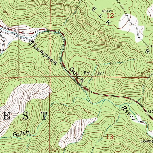 Topographic Map of Lion Gulch Trailhead, CO
