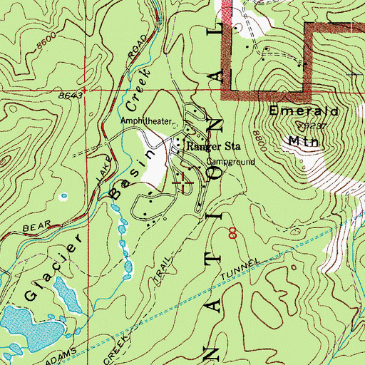 Topographic Map of Glacier Basin Campground, CO