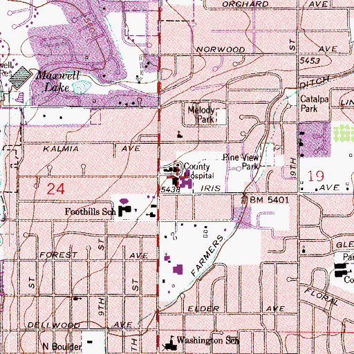 Topographic Map of Boulder County Hospital (historical), CO