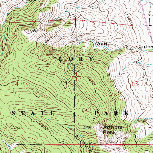 Topographic Map of Lory State Park, CO