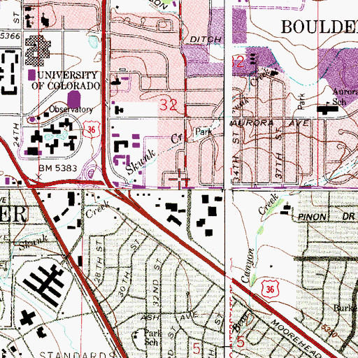 Topographic Map of Boulder District Ranger Office, CO