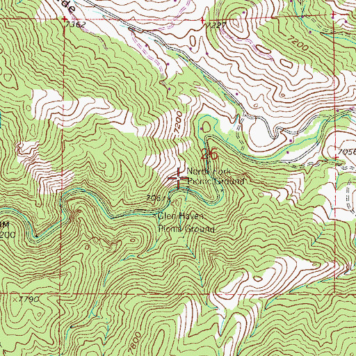 Topographic Map of Upper North Fork Thompson Picnic Ground, CO