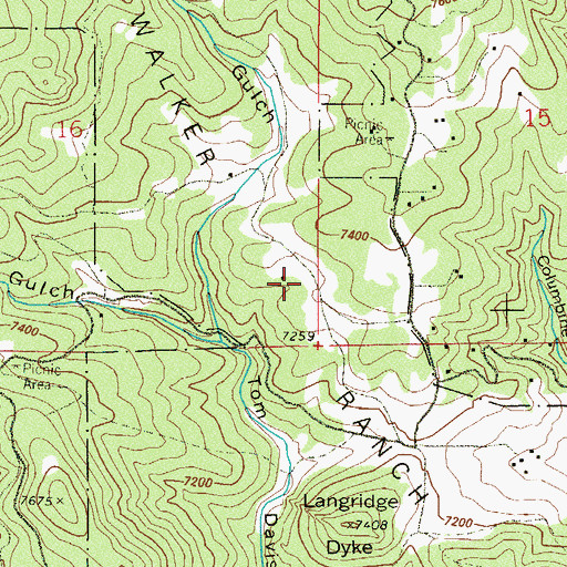 Topographic Map of Walker Ranch Park, CO