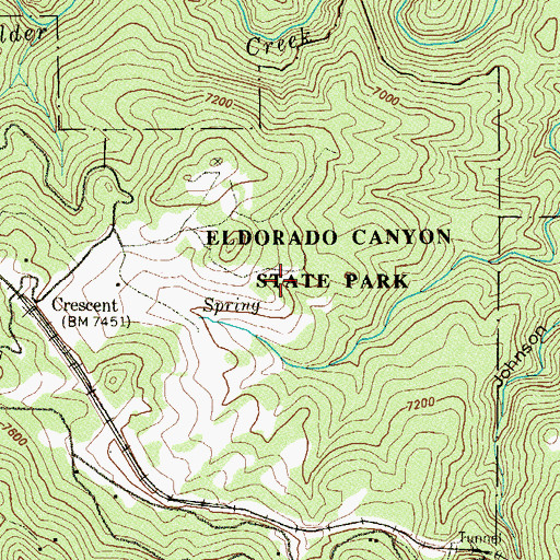 Topographic Map of Eldorado Canyon State Park, CO