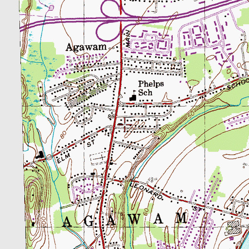 Topographic Map of Agawam Baptist Church, MA