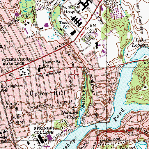 Topographic Map of Alumni House, MA