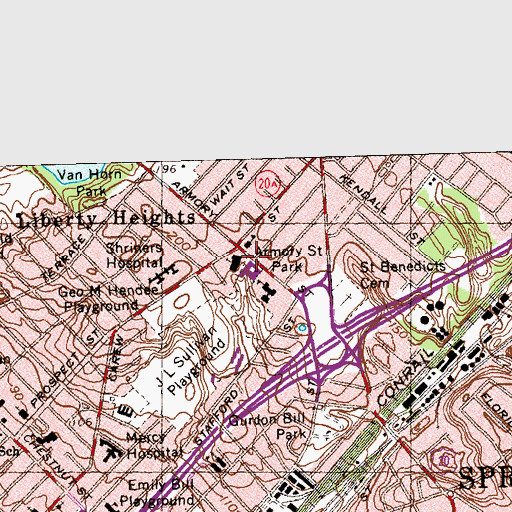 Topographic Map of Armory Street School, MA