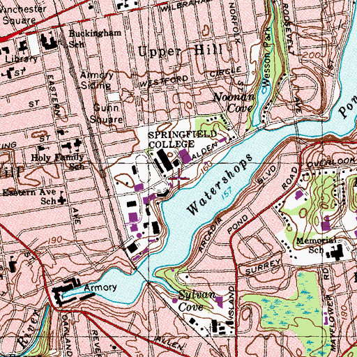 Topographic Map of Babson Library, MA