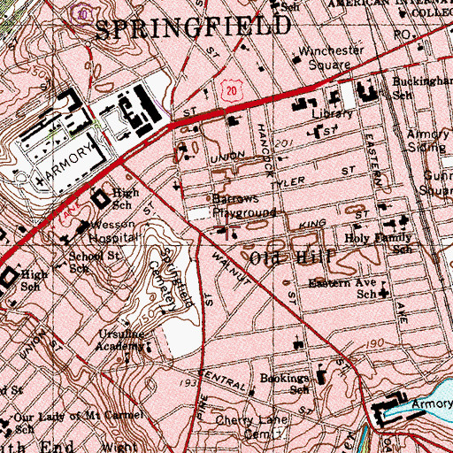 Topographic Map of Bethel African Methodist Church, MA