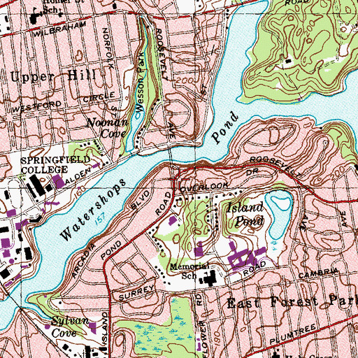Topographic Map of Bethesda Evangelical Lutheran Church, MA