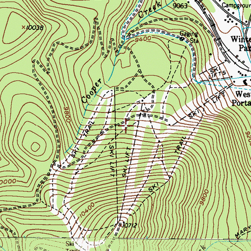 Topographic Map of Winter Park Ski Area, CO