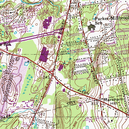 Topographic Map of Big D Plaza Shopping Center, MA