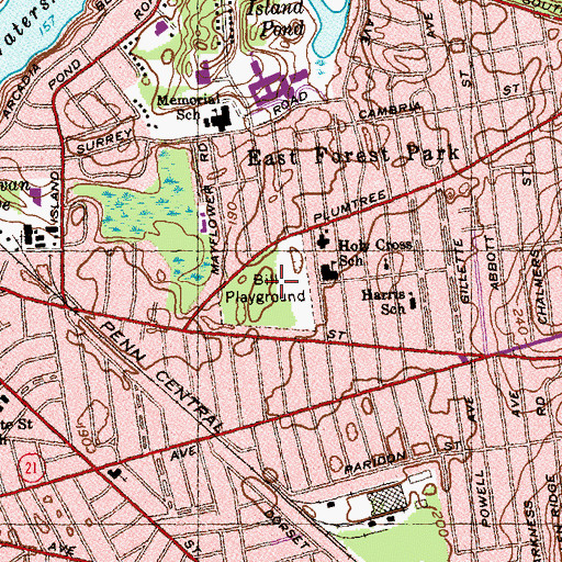 Topographic Map of Bill Playground, MA