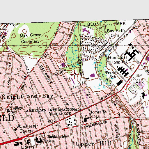 Topographic Map of Broadhurt Hall, MA