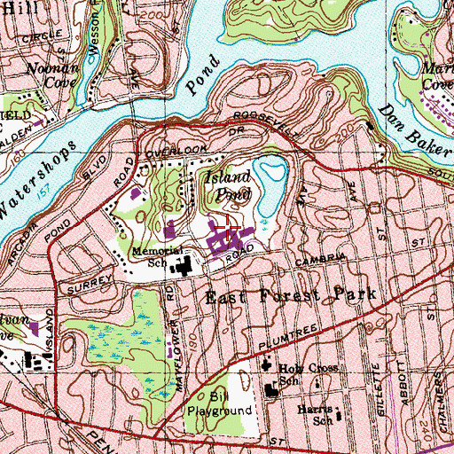 Topographic Map of Cathedral High School, MA