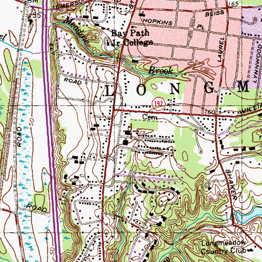 Topographic Map of Center Elementary School, MA