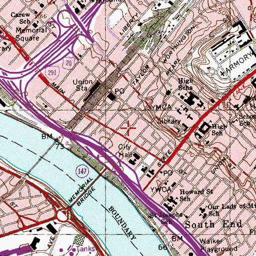 Topographic Map of Center Square, MA