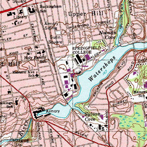 Topographic Map of Cheney Hall, MA
