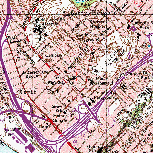 Topographic Map of Chestnut Accelerated Middle School, MA