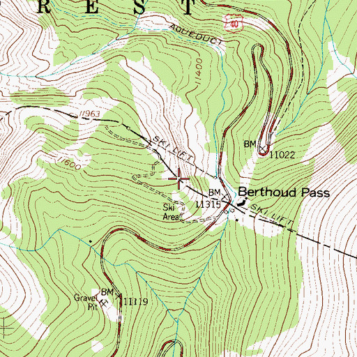 Topographic Map of Berthoud Pass Ski Area, CO