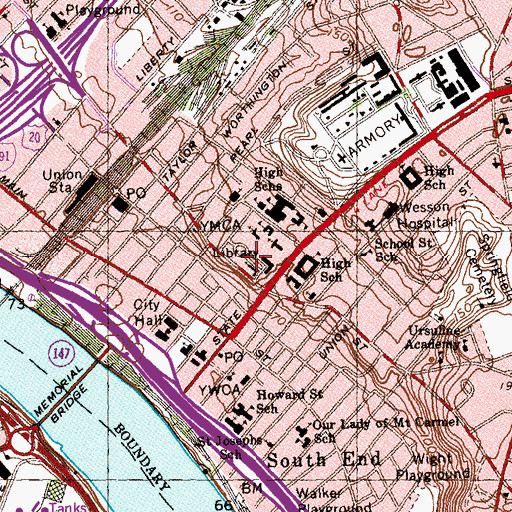 Topographic Map of Christ Episcopal Cathedral, MA
