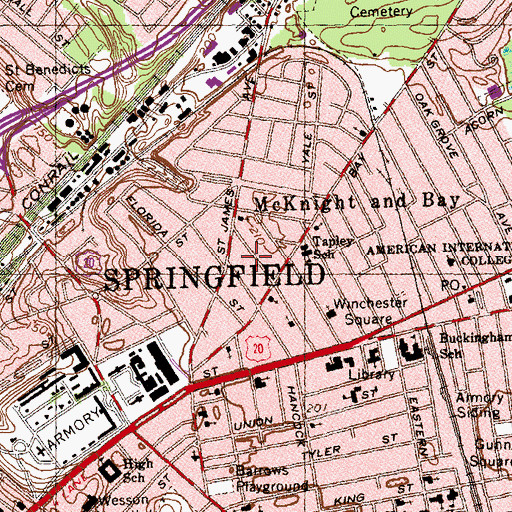 Topographic Map of Christian Hill Baptist Church, MA