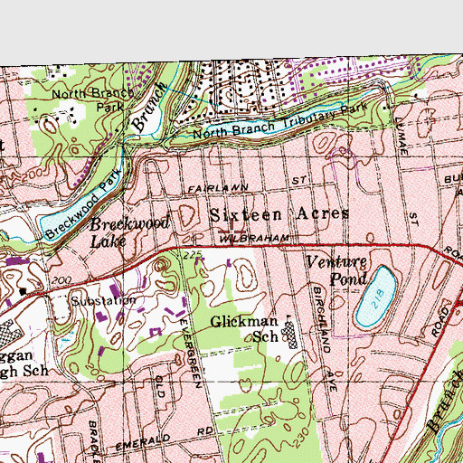 Topographic Map of Church in the Acres Baptist Church, MA