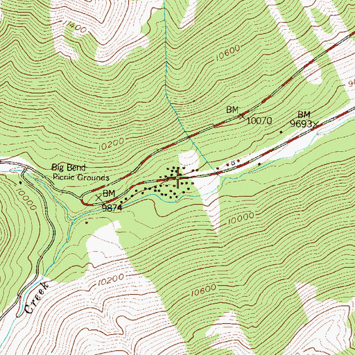 Topographic Map of Berthoud Falls, CO