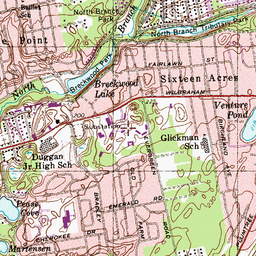 Topographic Map of Churchill Library, MA
