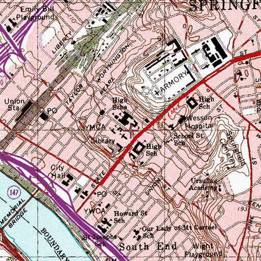 Topographic Map of Connecticut Valley Historical Museum, MA