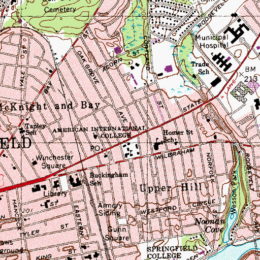 Topographic Map of Curtis Blake Center, MA